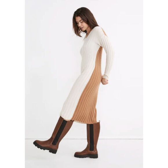 Madewell Womens (Re)sourced Ribbed Midi Sweater Dress Size Medium Antique Cream - Picture 16 of 16
